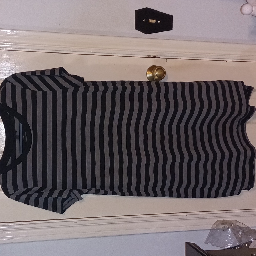 Mossimo Supply Co Black and Gray Stripes T-Shirt Dress